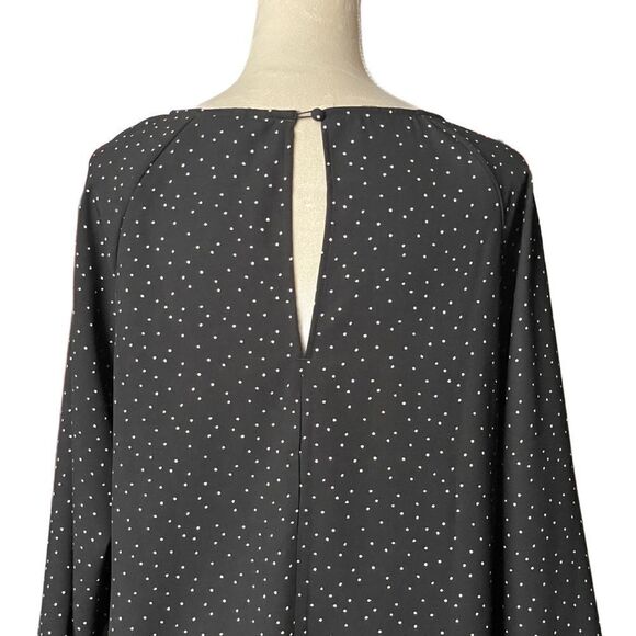 H&M Black Long Sleeve Shift Dress w/Small White Polka Dots & Keyhole (LG) - Picture 6 of 13